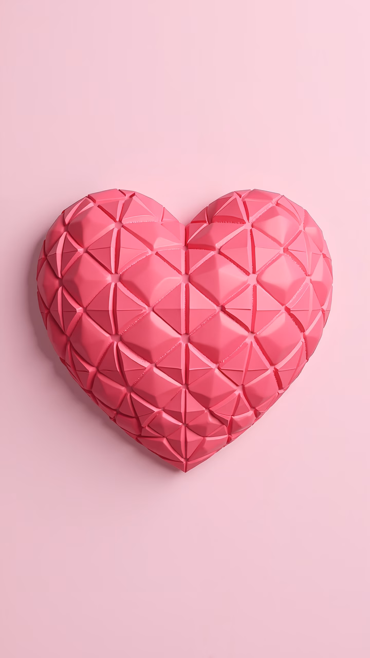 Geometric heart design in soft pink tones, perfect for romantic and modern themes.