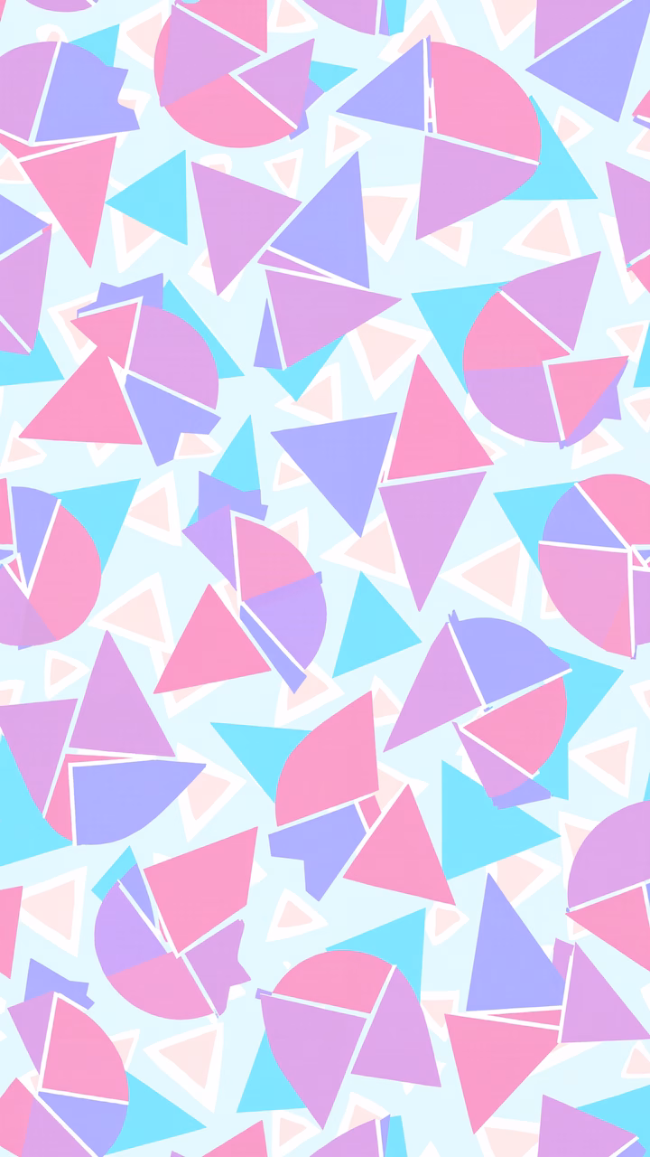 Playful pastel triangles on a soft blue background, perfect for a cheerful aesthetic.