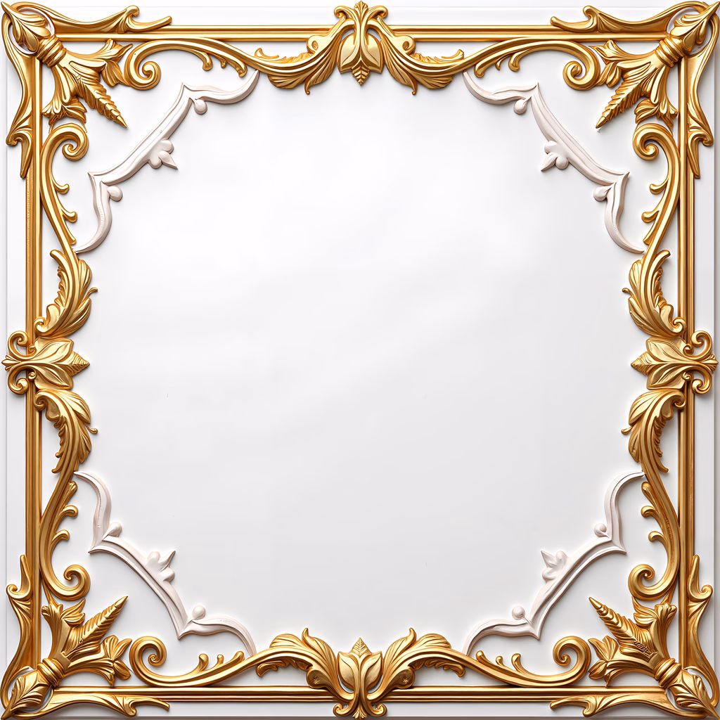 Elegant golden ornamental frame with intricate designs.