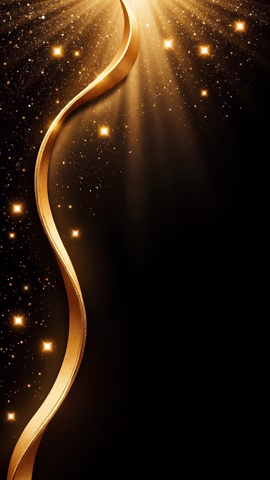 Golden Ribbon on Sparkling Background