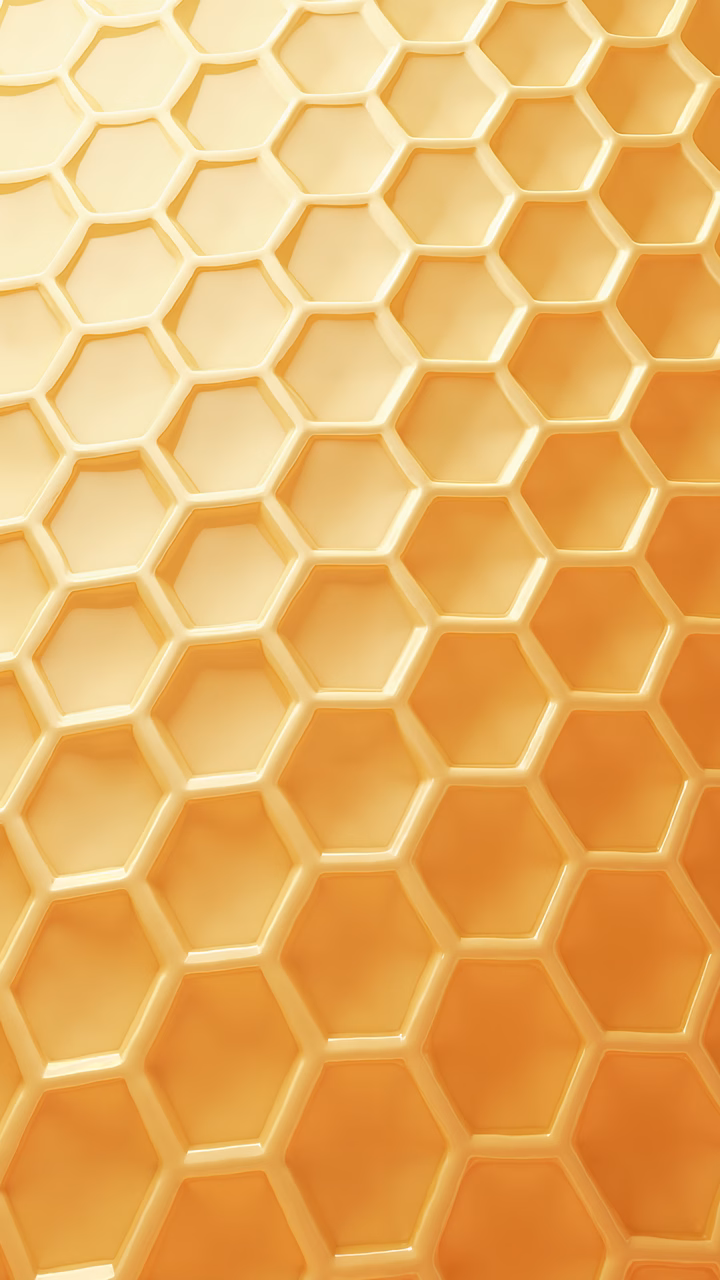 A detailed honeycomb pattern with warm tones and intricate textures.