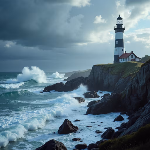 Lighthouse on Rocky Coast