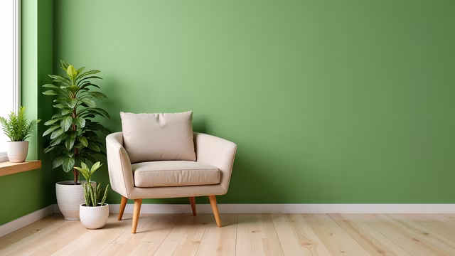 Modern Chair Against Green Wall