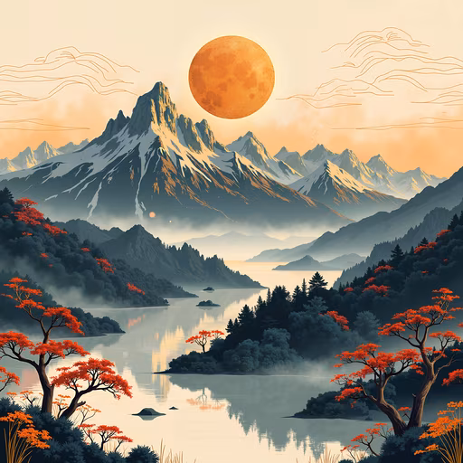 Mountain Serenity Illustration
