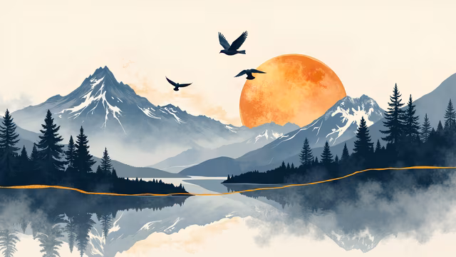 Mountain Sunset Illustration