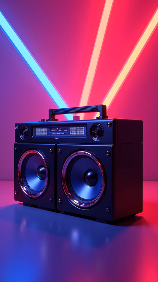 Neon Boombox Illustration