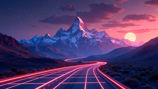 Neon Highway at Dusk