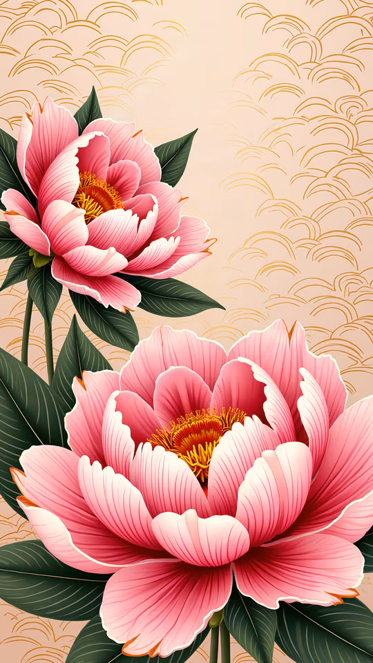 Pink Peonies Illustration