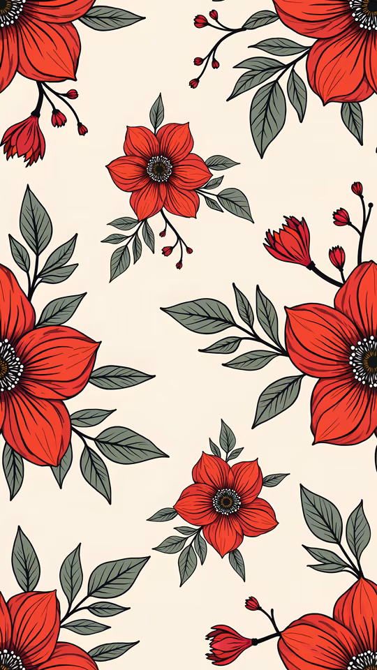 Red Floral Illustration
