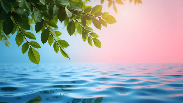 Serene Waters and Green Leaves