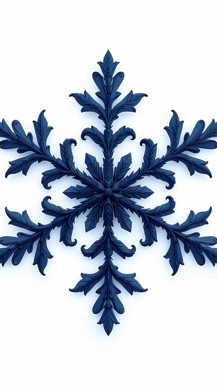 Detailed blue snowflake illustration, symmetrical design, winter wonder