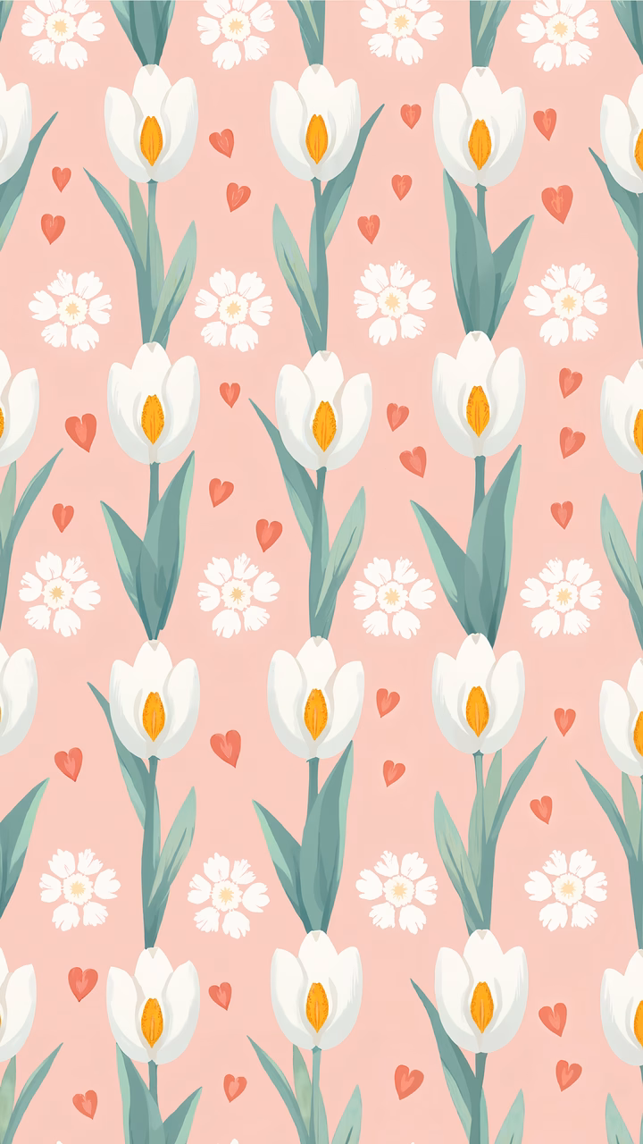 Delicate white tulips on a soft pink background, evoking spring and romance.