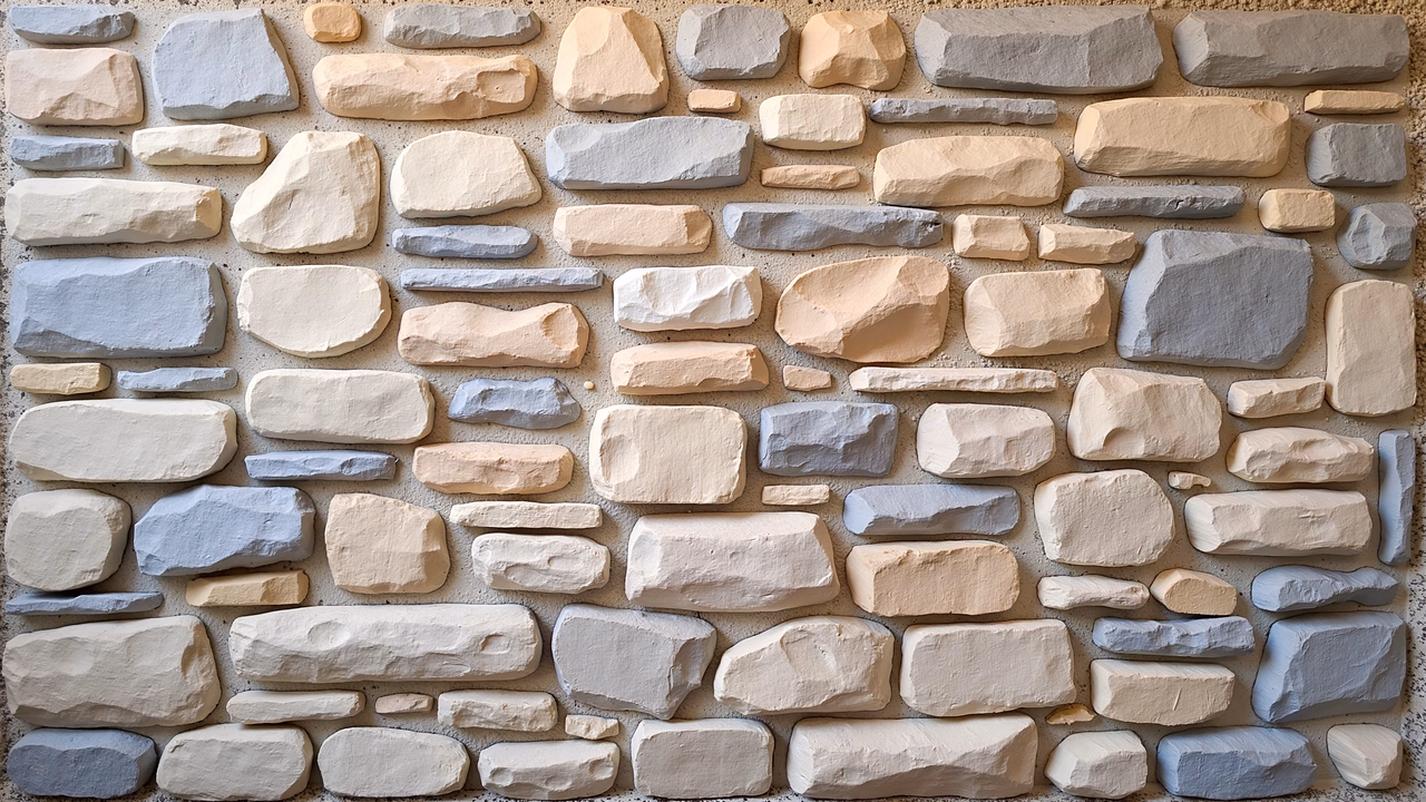 Illustrated stone wall with earthy tones and rugged texture.