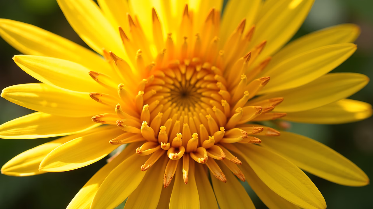 Close-up of a sunflower's detailed petals and stamens under natural light.