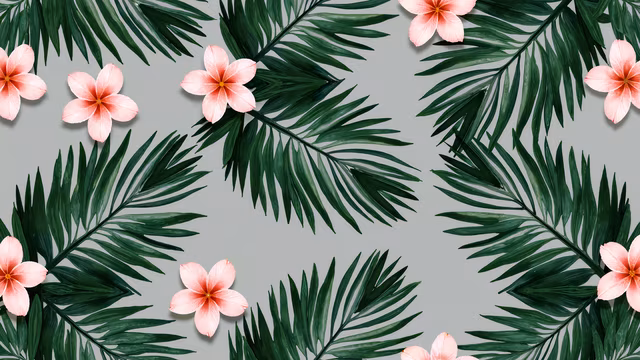 Tropical Leaves and Flowers