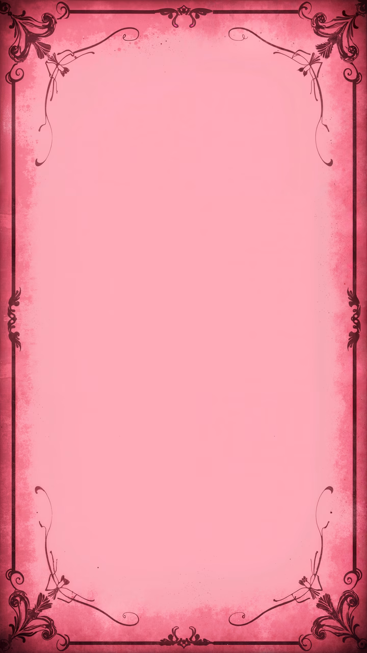 Vintage pink frame with intricate scrollwork and elegant corners.