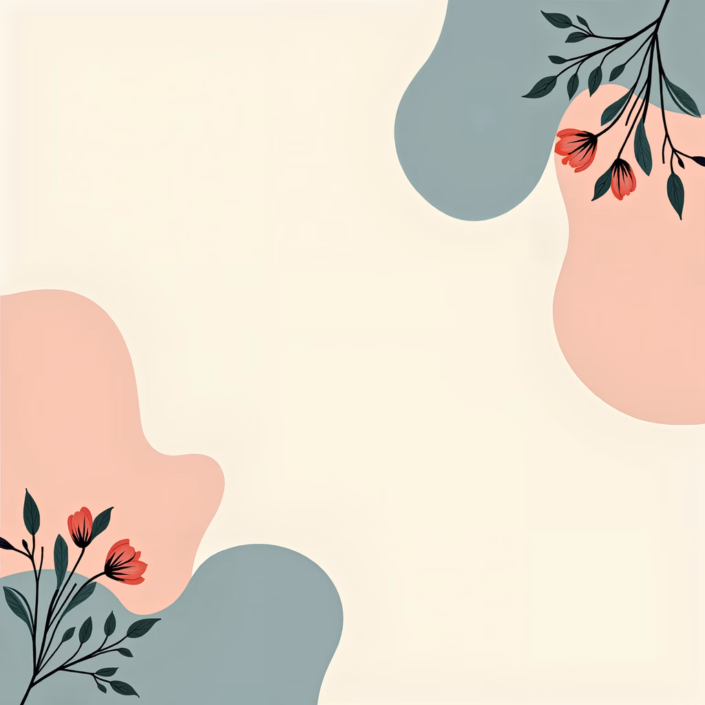 Abstract floral illustration with soft pastels and minimalist design.