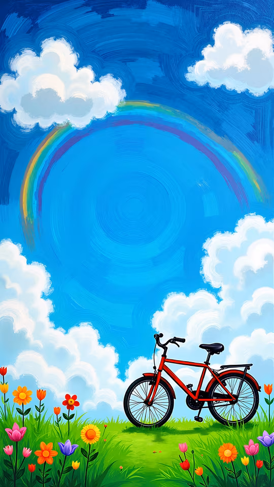 Bright Rainbow Bicycle Illustration