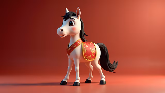 Cartoon Horse in Red Saddle