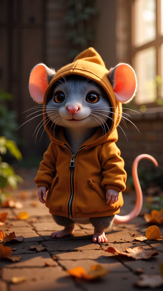 Cartoon Mouse in Hoodie