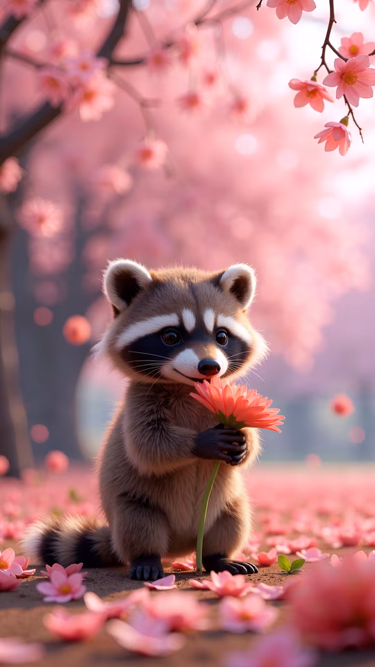 Cherry Blossom Raccoon