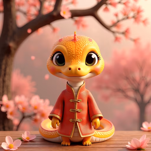 Cute Dragon in Traditional Chinese Robe