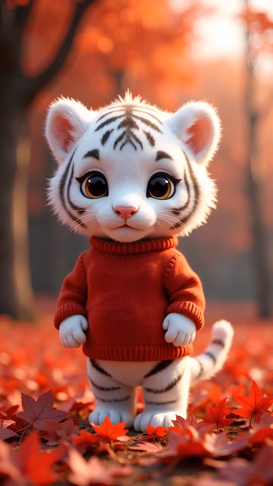 Cute Tiger Cub in Red Sweater