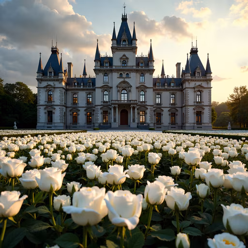 Elegant Castle with White Roses
