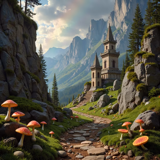 Fantasy Castle in the Mountains