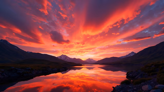 Fiery Sunset Reflection