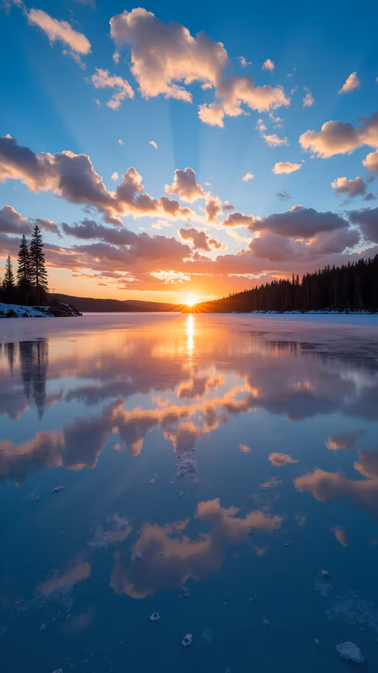 Frozen Lake Sunset