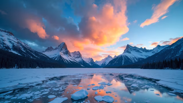 Frozen Lake Sunset