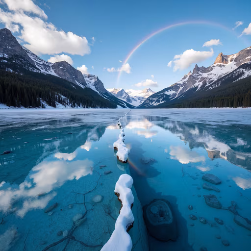 Frozen Lake with Rainbow