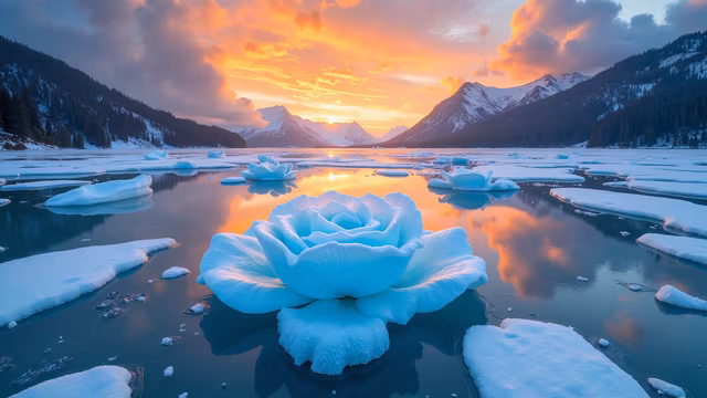 Frozen Rose Sunset