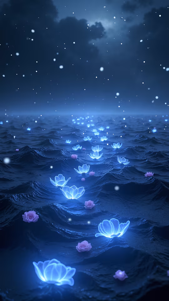 Glowing Flowers on the Sea