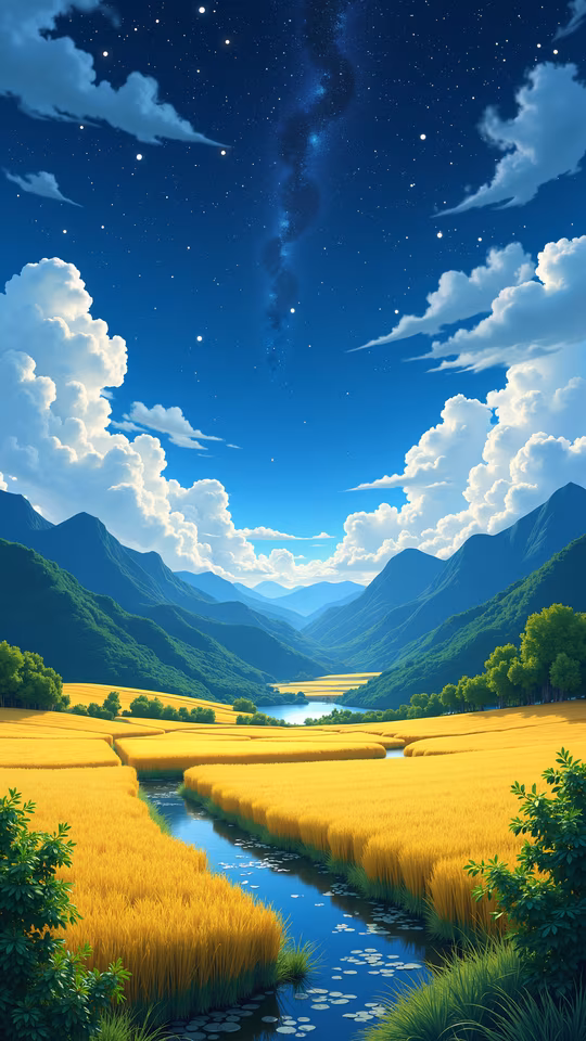 Golden Fields Under the Starry Sky