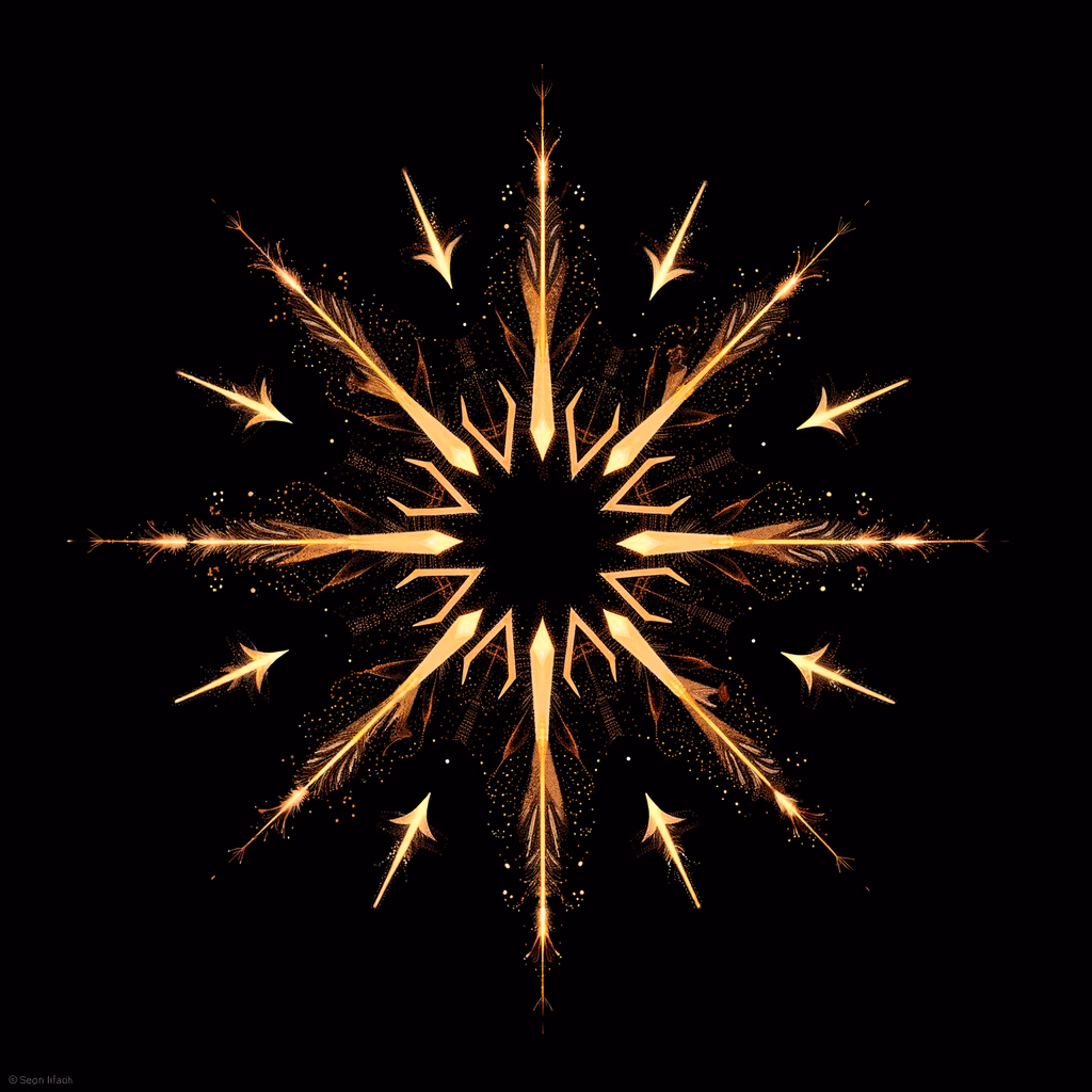 Dynamic golden light burst against black backdrop