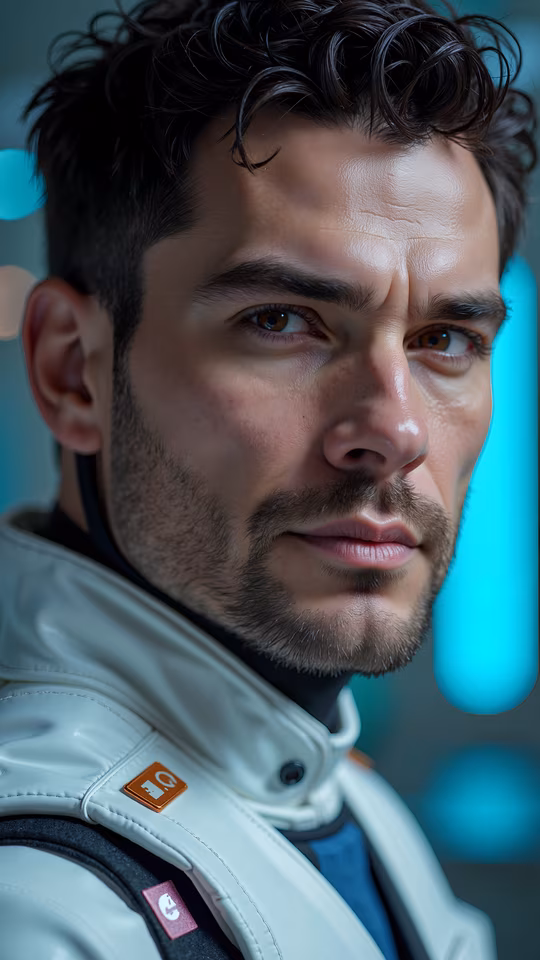 Man in Futuristic Jacket