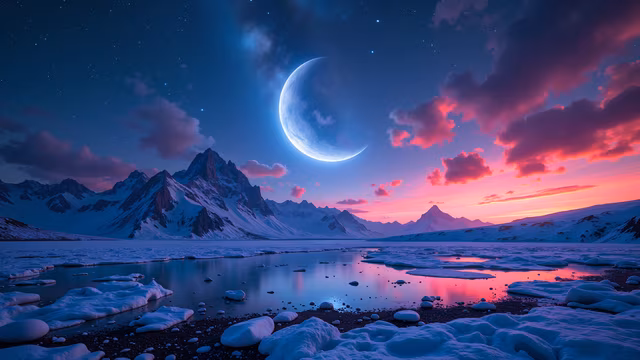 Moonlit Arctic Landscape