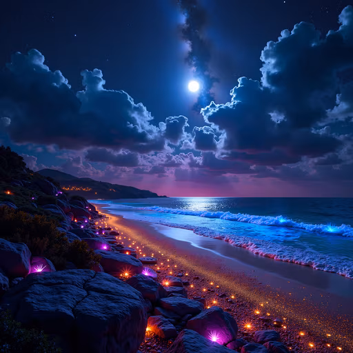 Moonlit Beach Illustration