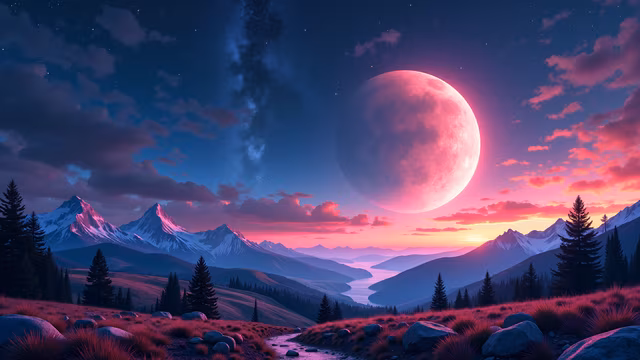 Moonlit Landscape Illustration