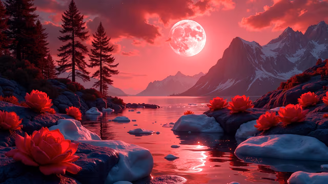 Moonlit Red Landscape
