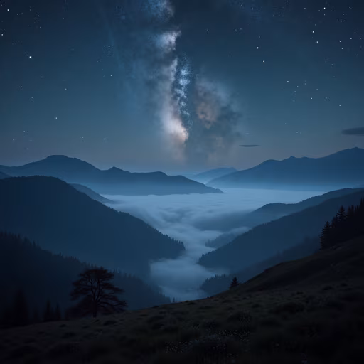 Mountain Valley Under the Stars