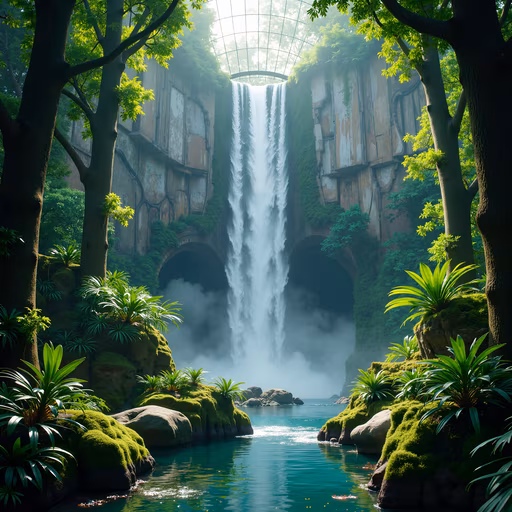 Mystical Waterfall Illustration