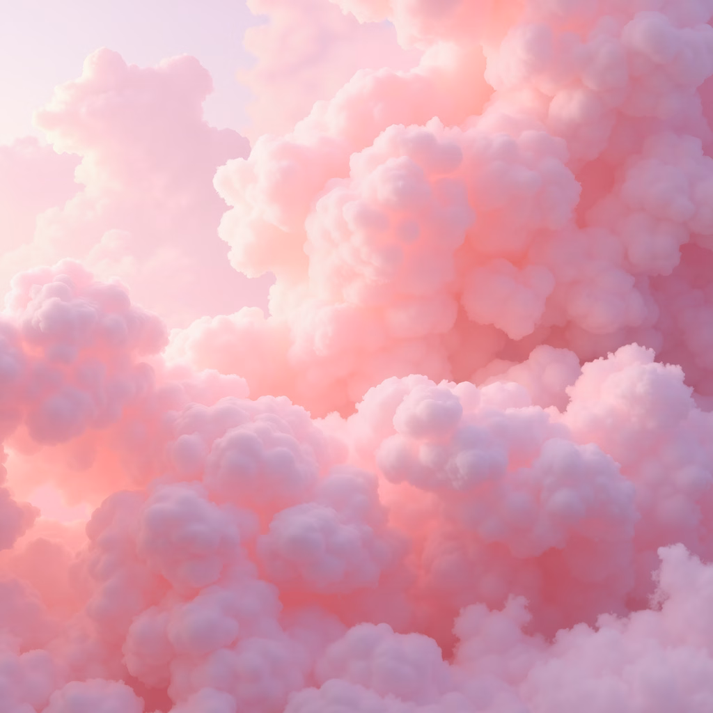 Soft pastel clouds in a serene, dreamy atmosphere.