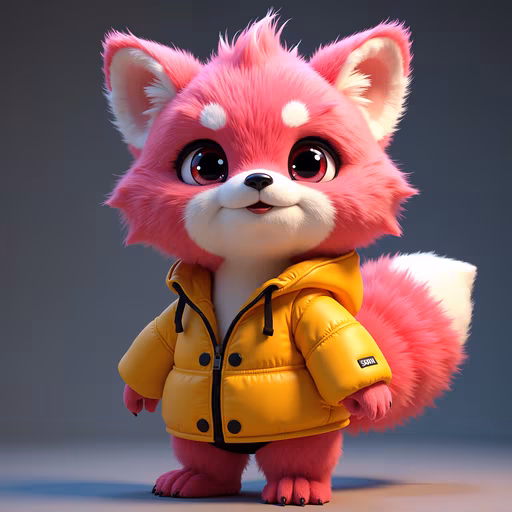 Pink Furry Critter in Yellow Coat