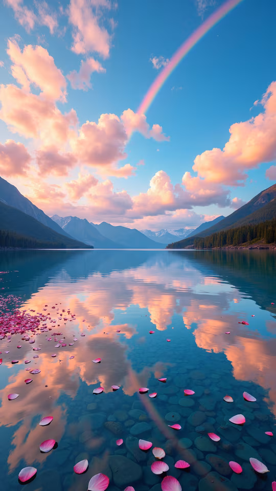 Serene Lake Rainbow