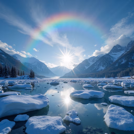 Snowy Lake Rainbow