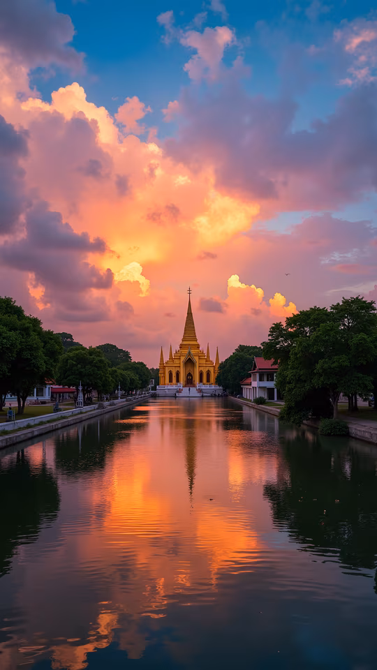 Temple Reflections at Sunset