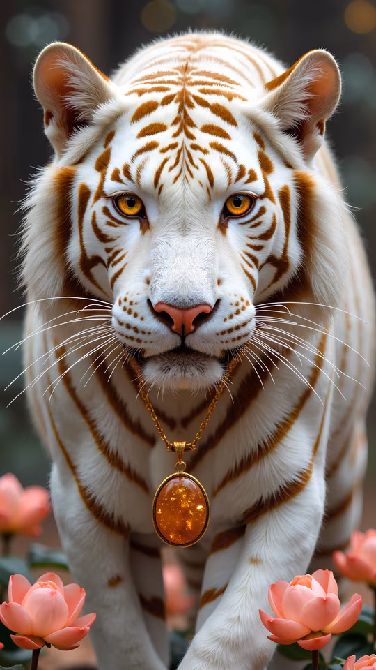 White Tiger with Amber Pendant